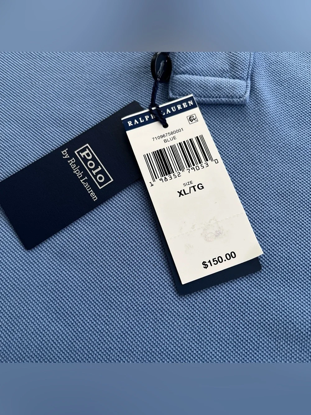 NWT Polo Ralph Lauren Classic Fit Blue Polo Shirt Polo Bear RL 67 Surf MSRP$150